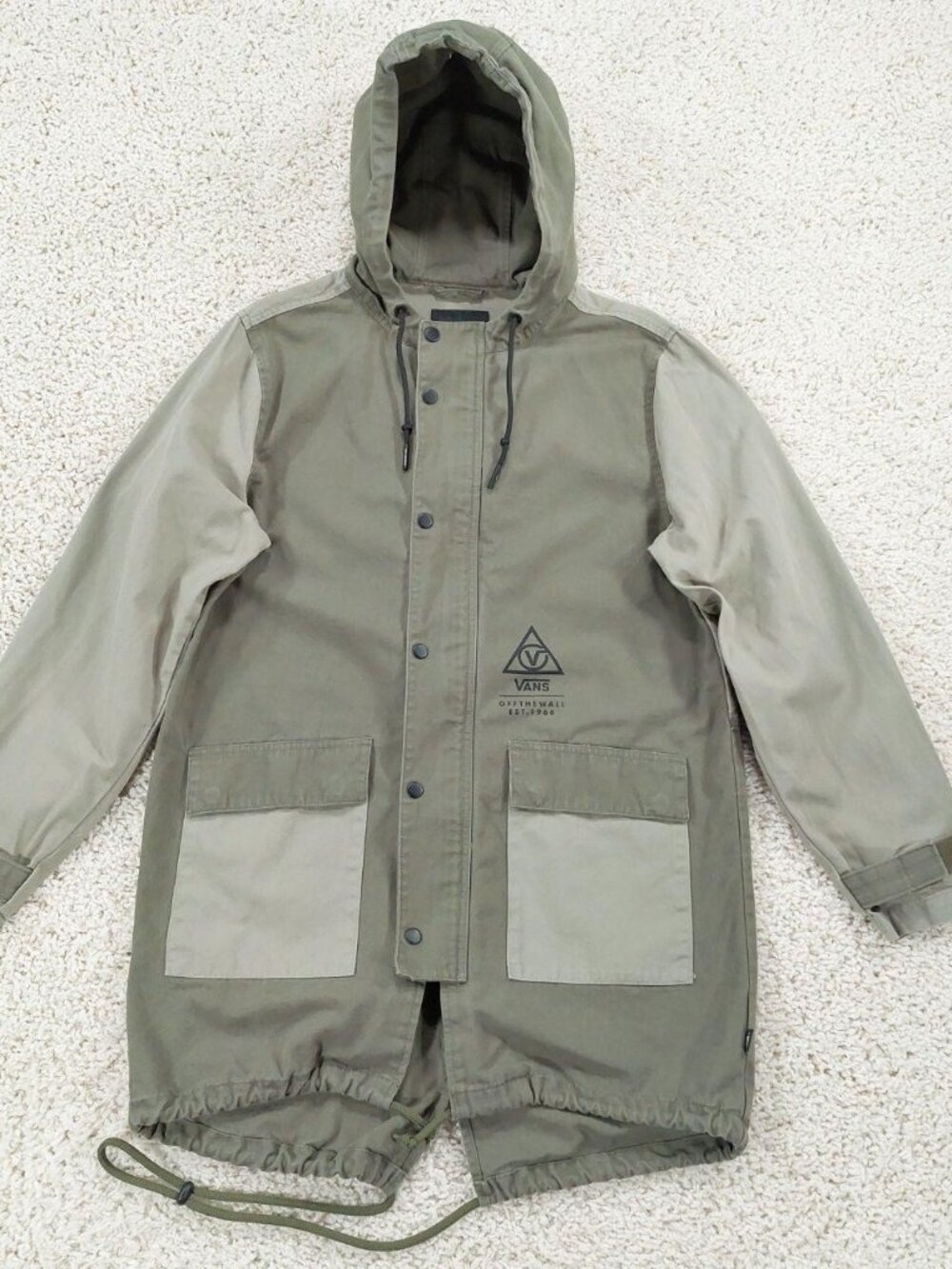 Vans Canvas Fishtail Parka Jacket Mens S, 66 Supply Two-Tone Chore Coat Military